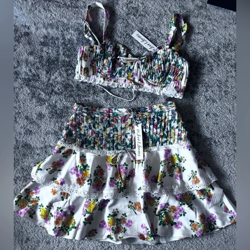 NWT For Love and Lemons Rosalyn skirt set Size: Medium - Picture 3 of 10